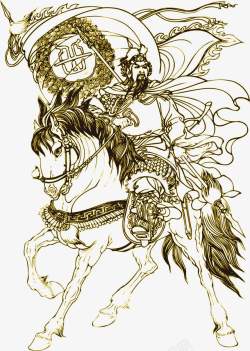 中国古代英雄人物岳飞骑马素材