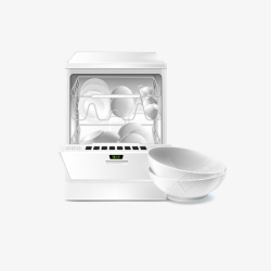 白色洗碗机精致卡通洗碗机餐具矢量图高清图片