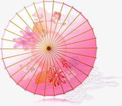 手绘粉色油纸伞素材