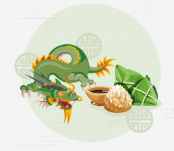 端午节龙舟与粽子主题装饰插画素材