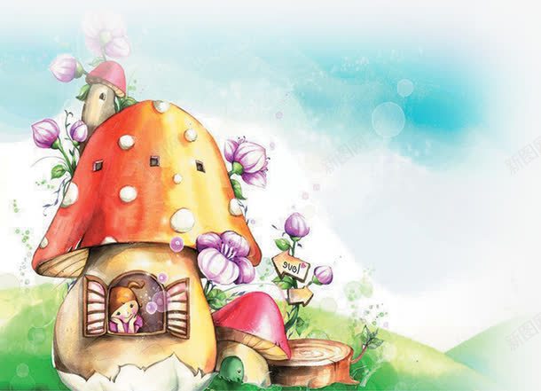 六一儿童节61蘑菇房子童话手绘png免抠素材_新图网 https://ixintu.com 61 六一儿童节 房子 手绘 童话 蘑菇