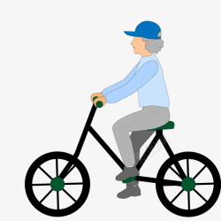 骑车卡通骑自行车的老年人高清图片