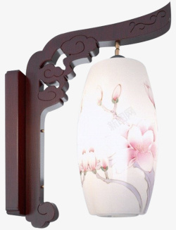 花朵灯罩古典淡雅粉色精美绘画灯罩中式壁高清图片