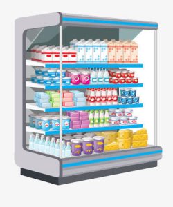 冷冻柜五层放置牛奶等饮品的冷冻柜高清图片