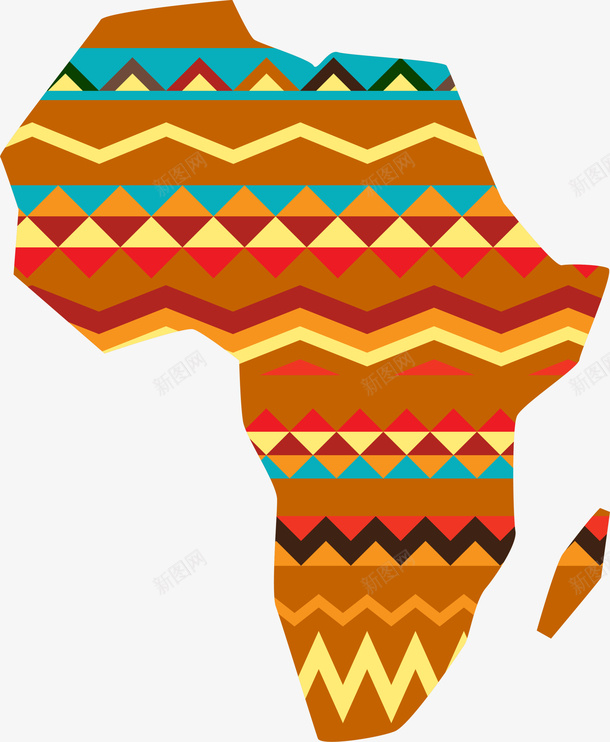 多彩非洲地图png免抠素材_新图网 https://ixintu.com 创意非洲 多彩三角形 多彩地图 多彩折线 小清新 非洲地图
