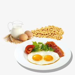 美味豆浆白色盘子里的美味早餐高清图片