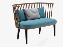 蓝色木头蓝色沙发木头家具高清图片
