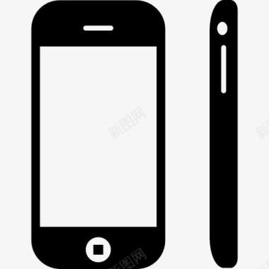 手机的圆润造型从侧面和前面的观点图标图标