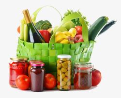 购物篮子绿色篮子里的蔬菜高清图片