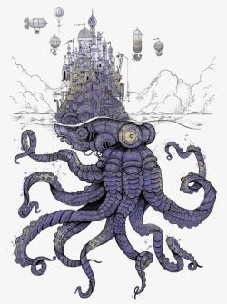 章鱼怪物卡通章鱼高清图片