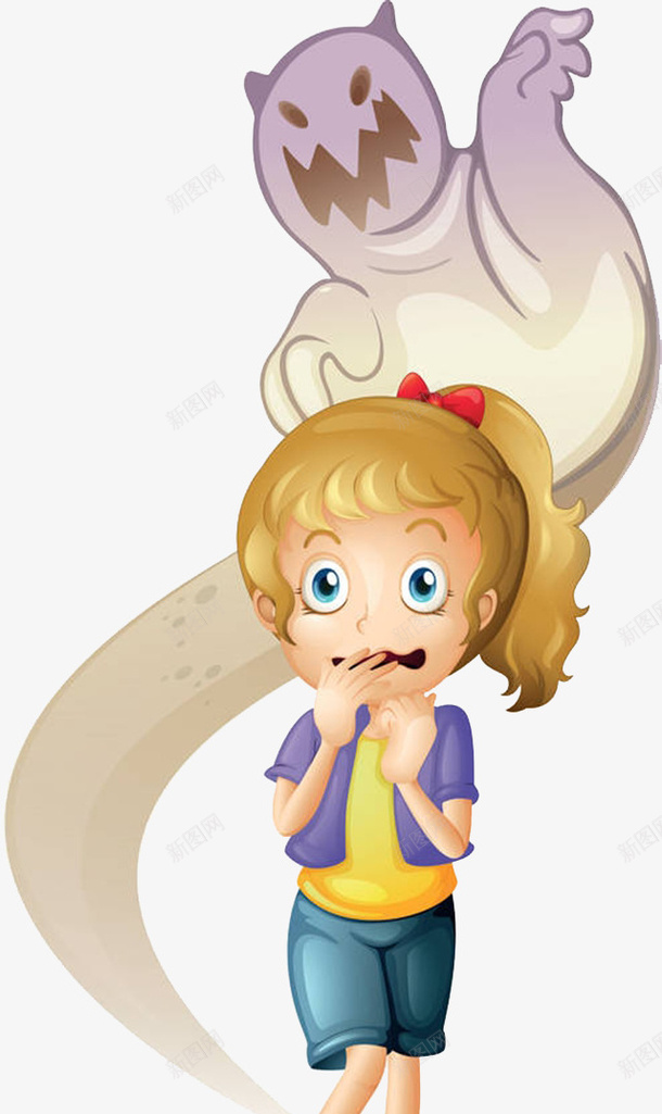 恐怖的鬼魂png免抠素材_新图网 https://ixintu.com 万圣节 卡通手绘 可怕 小女孩 瑟瑟发抖 装饰