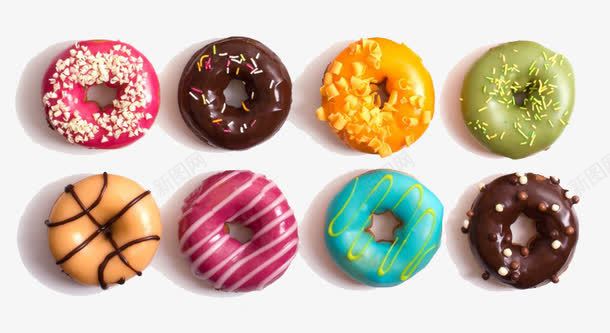 八个多样式甜甜圈png免抠素材_新图网 https://ixintu.com 产品实物 八个 多样式 甜甜圈