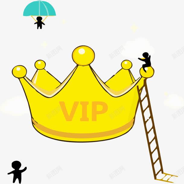 黄色VIP皇冠png免抠素材_新图网 https://ixintu.com 创意 楼梯 皇冠 皇冠png 降落伞