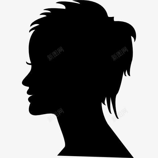 短头发的女人头女性侧面轮廓图标png_新图网 https://ixintu.com 人的剪影 发型沙龙 女 女人的头 女性的头发 形状 短头发 黑色