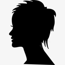 短头发的女人短头发的女人头女性侧面轮廓图标高清图片