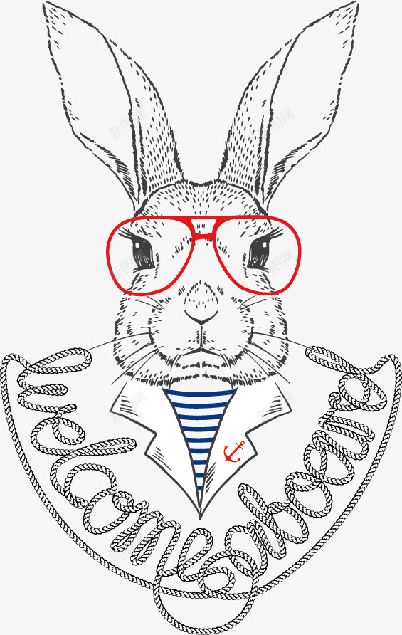 印花矢量图ai免抠素材_新图网 https://ixintu.com 个性 兔子 创意 动物 卡通 印花矢量图 可爱的兔子 平面设计 服装图案 矢量素材 素描 红色眼镜 矢量图
