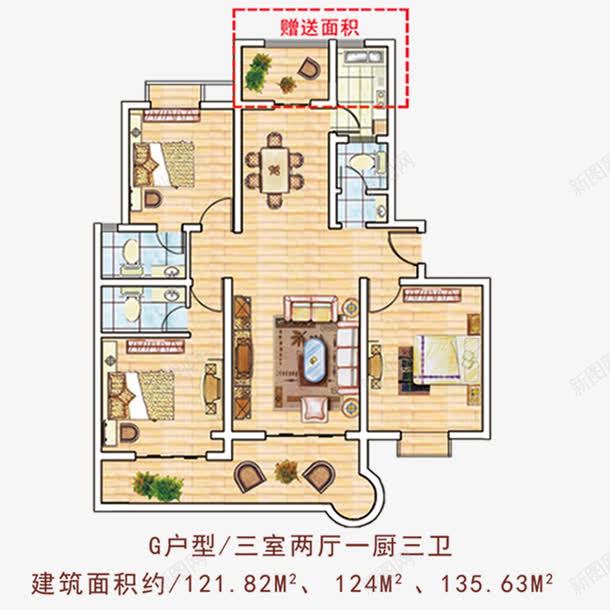 三室两厅户型图psd免抠素材_新图网 https://ixintu.com CAD平面图 三室两厅 平面图 户型图 房地产宣传页 房地产素材 房屋平面图