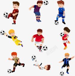 矢量足球员卡通踢足球的男孩高清图片