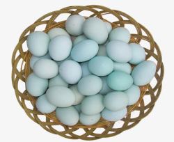 放养新鲜的绿壳鸡蛋高清图片