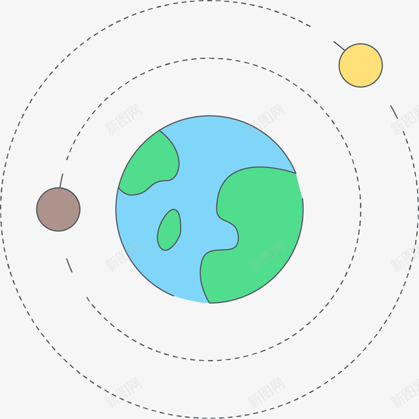 线条地球星球png免抠素材_新图网 https://ixintu.com 围绕 圆形的 地球 旋转 星球 环绕 简笔 线条