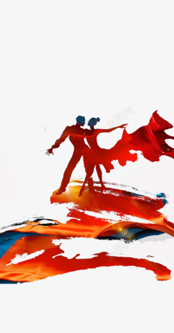 艺术燃激情跳舞的男女红色炫光插图高清图片
