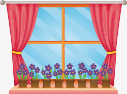 窗台花盆放了花盆的窗台矢量图高清图片