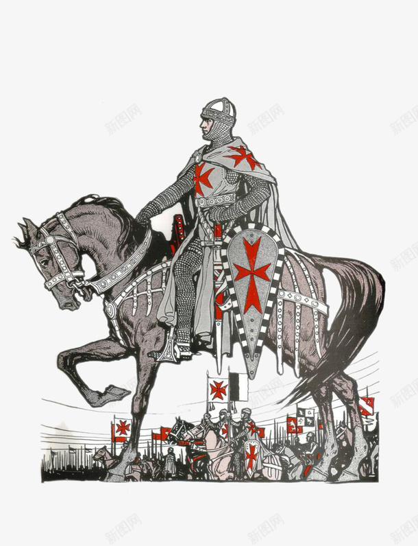 十字军出征场面psd免抠素材_新图网 https://ixintu.com 十字军 战争 欧洲 装饰图案