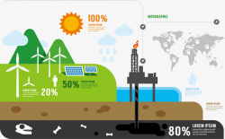 橙绿色图表设计绿色能源工厂矢量图高清图片