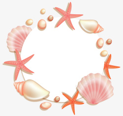 粉红珍珠粉红贝壳海星边框矢量图高清图片