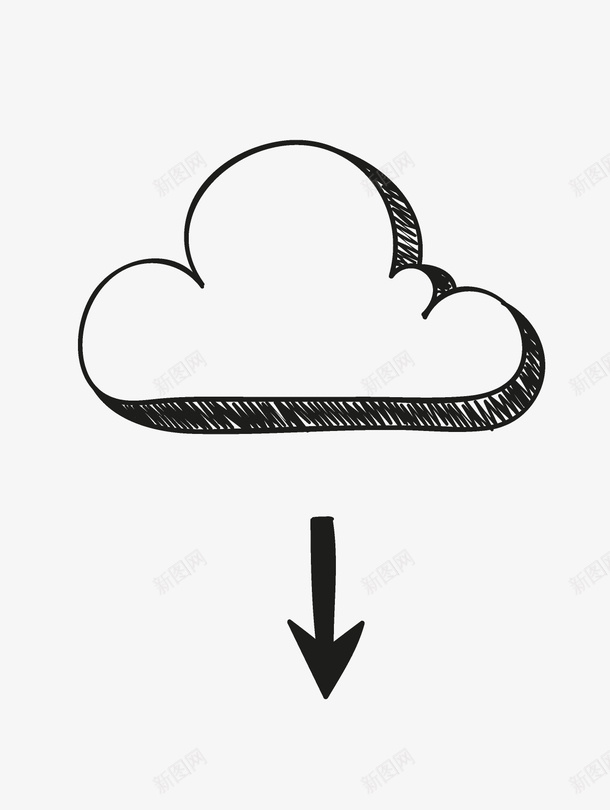 手绘黑白云朵图标png_新图网 https://ixintu.com 云彩 填色练习 多云 天气图标 手绘卡通 装饰 黑白云朵 黑色箭头