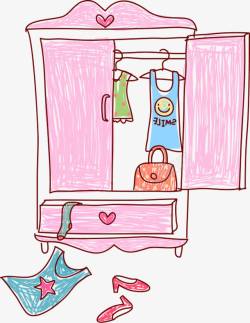 粉色柜子水彩衣柜高清图片