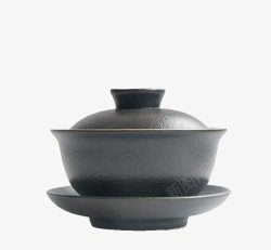 黑陶盖碗粗陶盖碗茶具高清图片