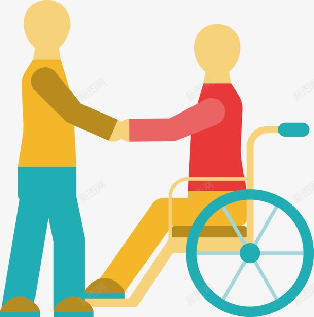 照顾残疾人png免抠素材_新图网 https://ixintu.com 关心 关爱 关爱残疾人 照顾 轮椅