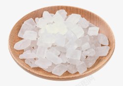 糖分木盘子上的白色冰糖块高清图片