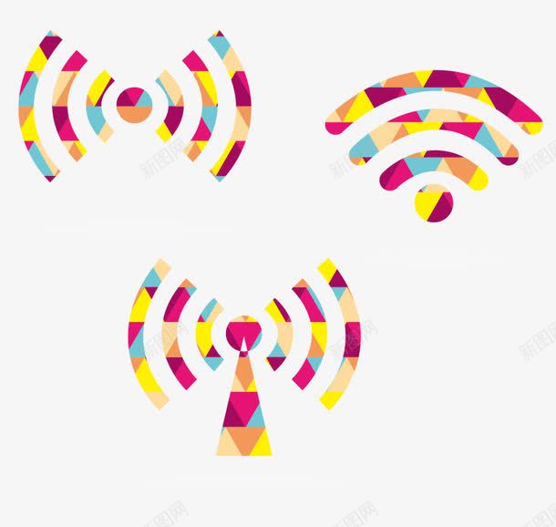 wifi符号彩色图标png_新图网 https://ixintu.com WiFi图标 wifi符号 信号 彩色 无线网 网络 连接