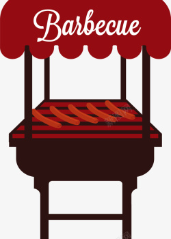 简洁烧烤标签卡通烤肉平面烧烤矢量图高清图片