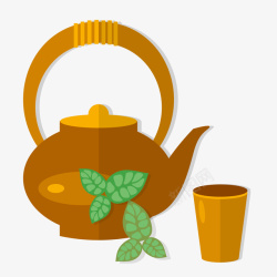 茶壶扁平卡通泡茶茶具矢量图高清图片