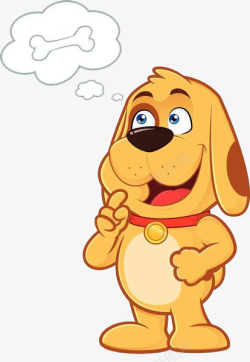 简约小狗想象骨头的棕黄色小狗高清图片