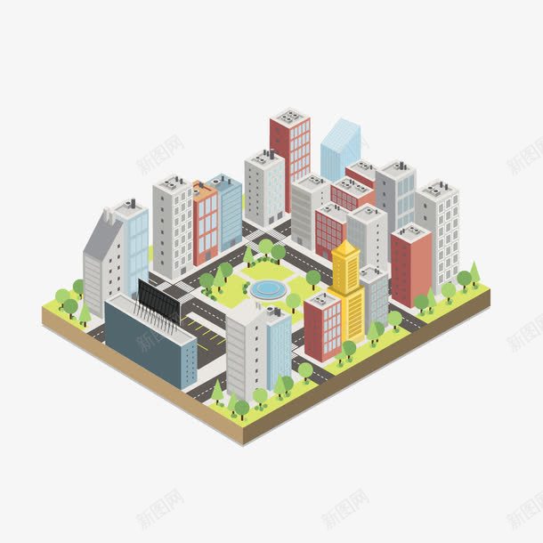 城市模型png免抠素材_新图网 https://ixintu.com 公园 楼房 沙盘 高楼大厦