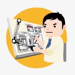 建筑制图施工剪影卡通工程师高清图片