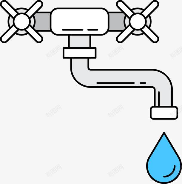 滴水的阀门水管png免抠素材_新图网 https://ixintu.com 卡通水管 卡通管子 手绘管子 水管 滴水 管子 阀门水管