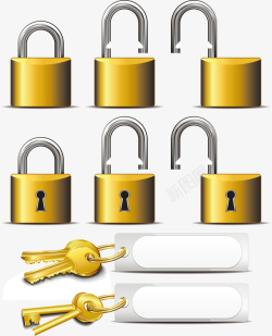 金色的锁多款精美金色锁头图标矢量图高清图片