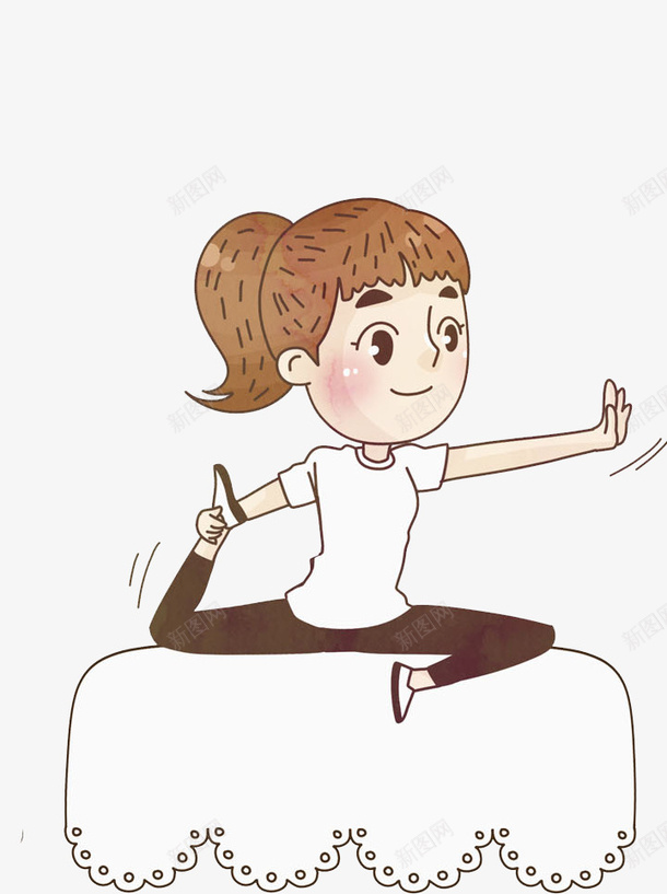 卡通练瑜伽的女孩png免抠素材_新图网 https://ixintu.com 人物 健身 卡通 唯美 塑性 多彩 手绘 瘦身 运动