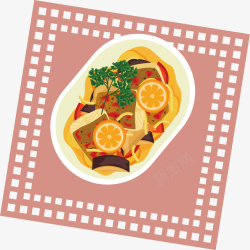 餐饮代金券红紫色桌布上的美味菜肴矢量图高清图片