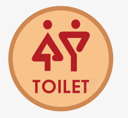 卫生间指示矢量圆形卡通厕所标志矢量图图标高清图片