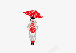 手绘人像卡通手绘撑伞的背影少女矢量图高清图片