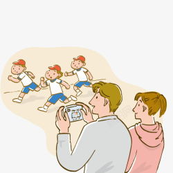 家长和孩子给孩子拍照的家长矢量图高清图片
