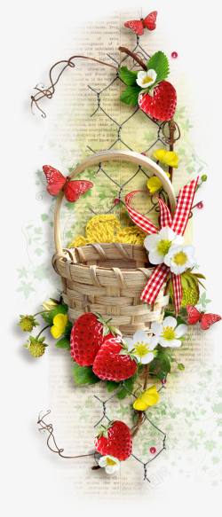 花篮中的草莓装饰花篮高清图片