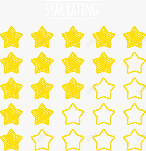 黄色手绘评估星星打分png免抠素材_新图网 https://ixintu.com 手绘星星 打分 打分系统 星星打分 星级 星级评价 矢量png