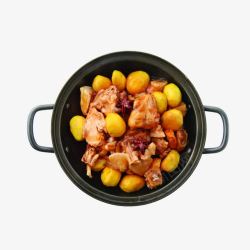 黄板栗铁锅炖鸡素材